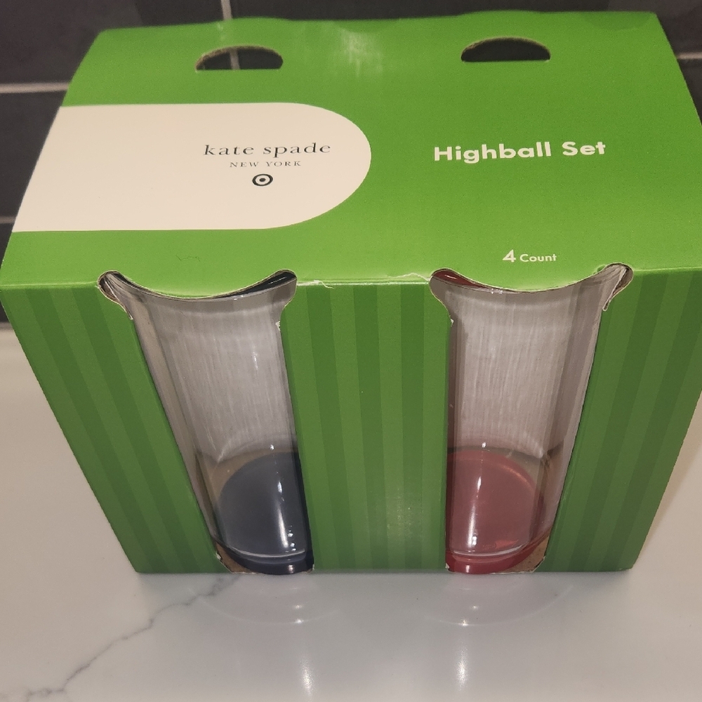 Kate Spade ♠️ and Target 🎯 Highball Cup Set in Blue, Red, Green and  Clear